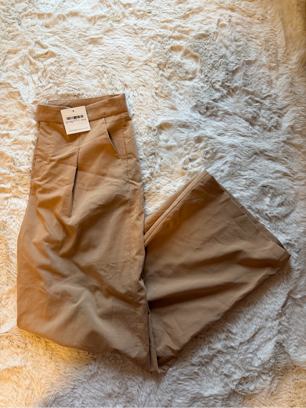 Women's High-Waist Pleated Trousers - Tan